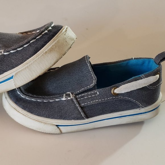 Garanimals Toddler Boys size 8 BLUE Canvas Slip on Flat Sole Comfort Boat Shoes - Picture 2 of 6